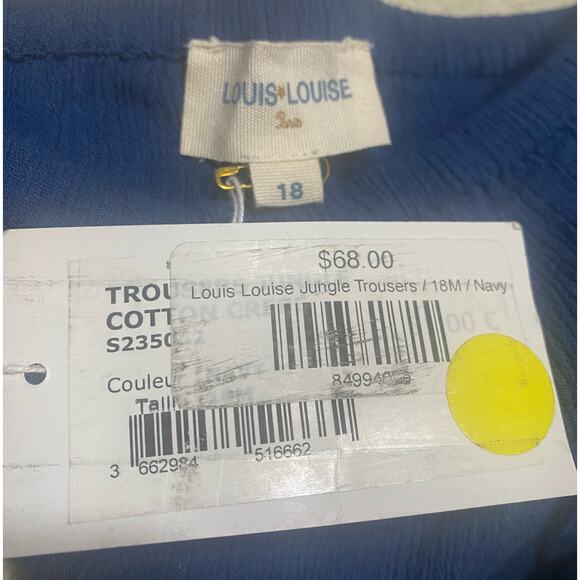 LOUIS LOUISE
TROUSER JUNGLE COTTON Navy Size 18 months - Picture 2 of 3